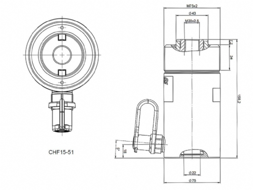 Rehobot CH-CHF Single Acting Spring ReturnHollow Piston Hydraulic Jack Steel 