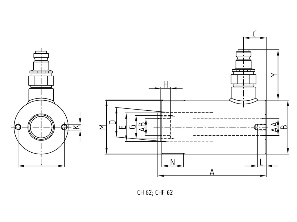 Rehobot CHF15-100 Tek Etkili Delikli Hidrolik Silindir