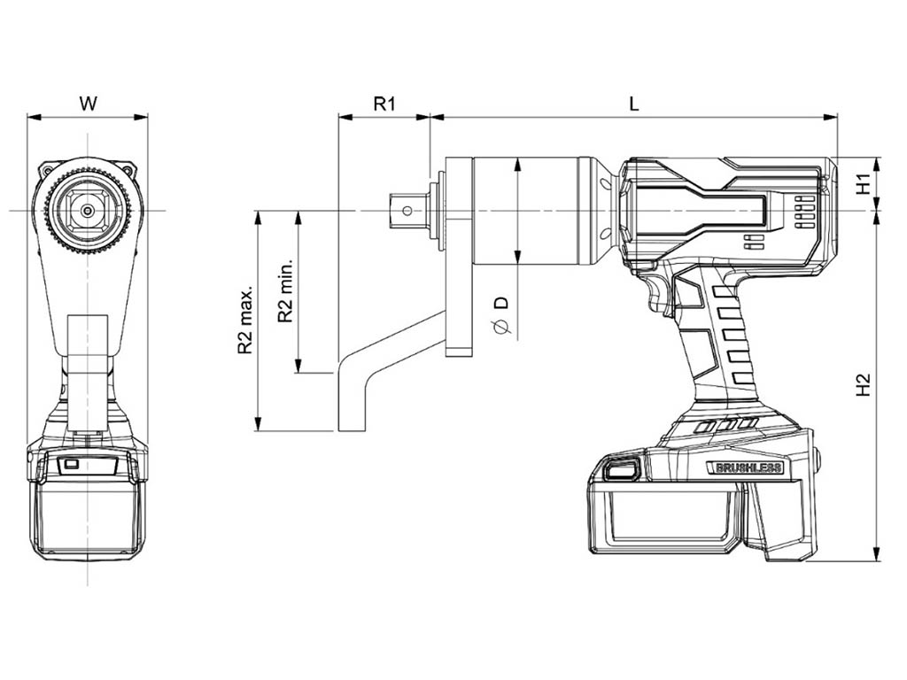 Norbar Angled Battery Torque Wrench - Two Speed