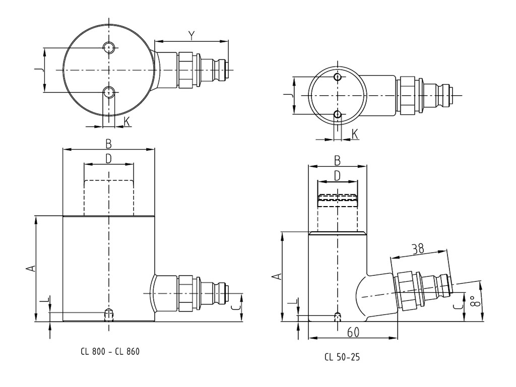 Rehobot/NIKE CLF Single Acting Spring Return Hydraulic Push Cylinder