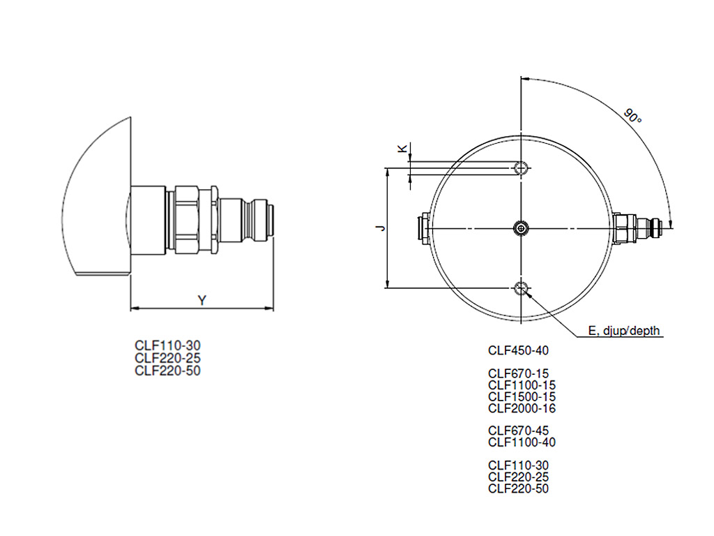 Rehobot CL CLF Single Acting Hydraulic  Push Cylinder