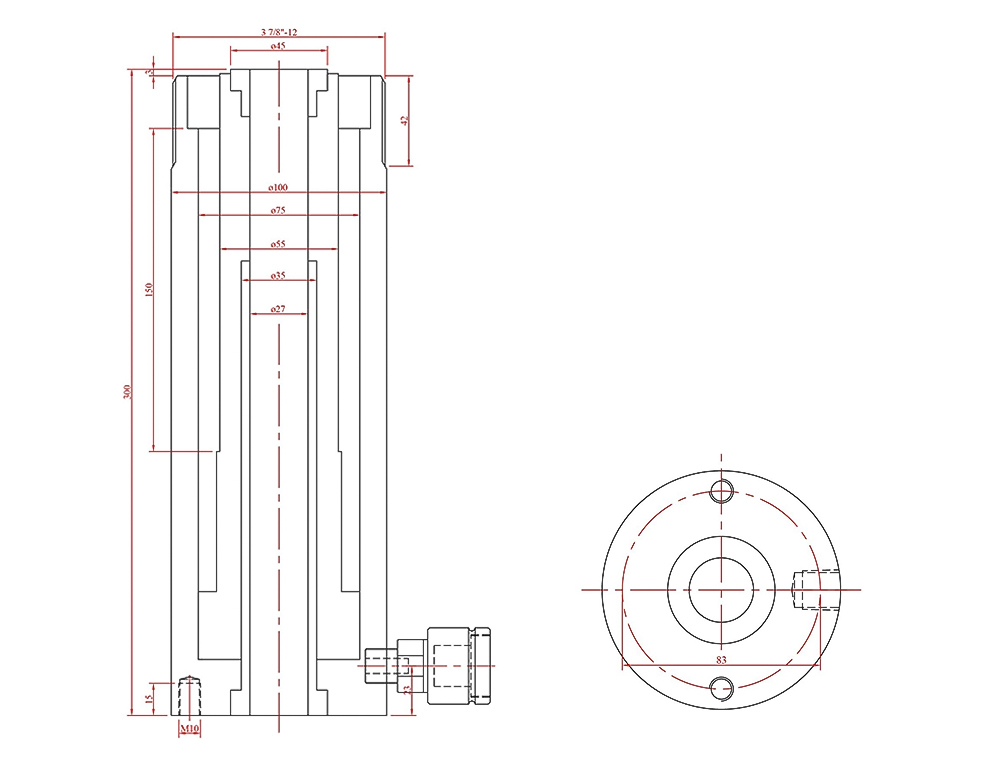 Surkon HKZ020150 Hollow Piston Cylinder