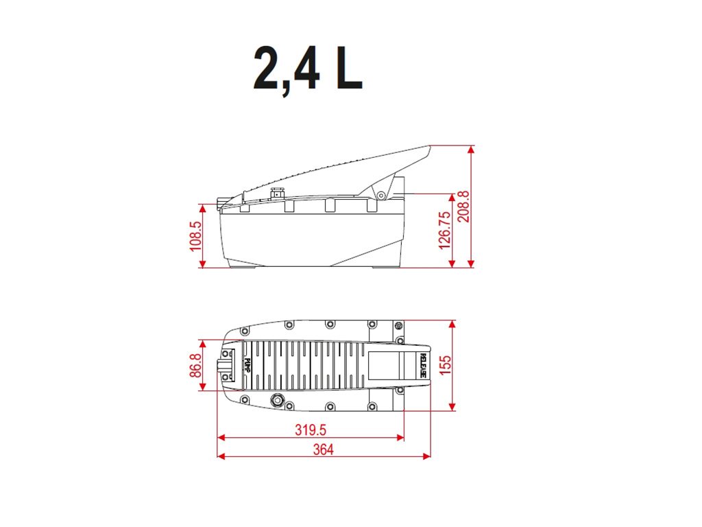 UPF702 Air Hydraulic Pump - Technical Drawing
